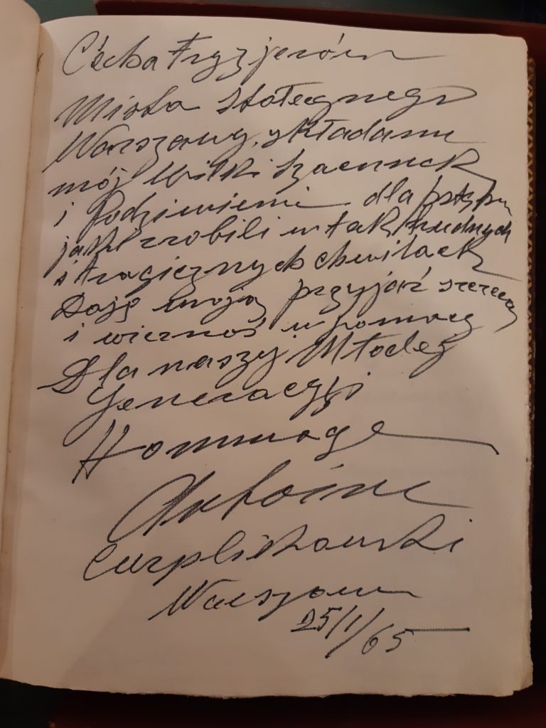 Wpis Antoina Cierplikowskiego do Księgi Pamiątkowej Cechu Fryzjerów w Warszawie